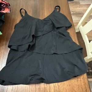 Lane Bryant Black Layered Swim Top
